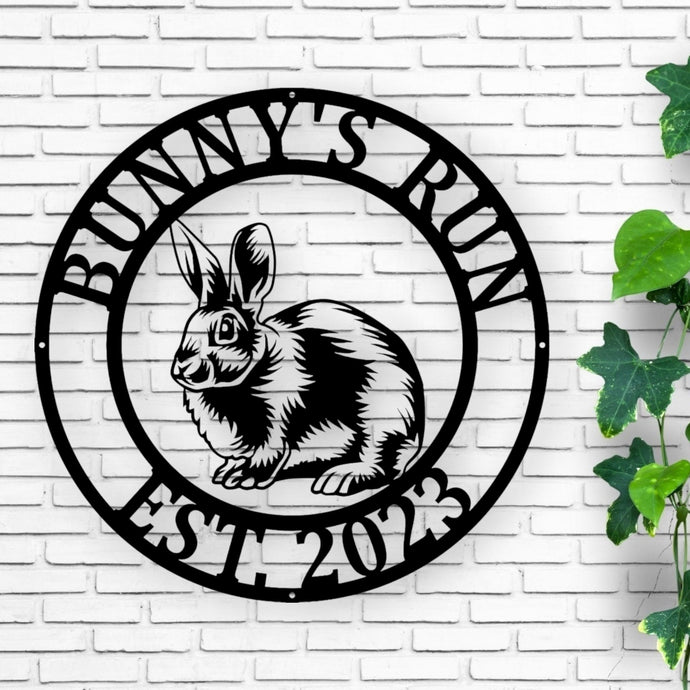 Metal Rabbit Sign - Rustic Home Decor, Vintage Style Wall Art, Garden Decoration, Bunny Lover Gift & Animal Themed Decor