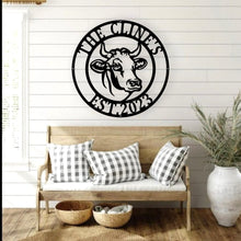 Load image into Gallery viewer, cow calf Metal Sign, Custom Cow/Calf, Farmer sign, Personalized, Established, Plasma cut steel sign, animals farm, metal art, farmhouse
