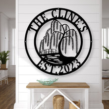 Load image into Gallery viewer, Metal Pine Tree Monogram | Customizable Name Sign, Rustic Home Décor, Personalized Gift, Nature-Inspired Wall Art, Farm Sign,
