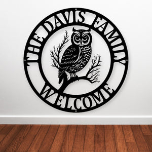 Personalized Owl Metal Sign | Custom Home Decor, Unique Gift for Owl Lovers & Bird Enthusiasts, Rustic Wall Art