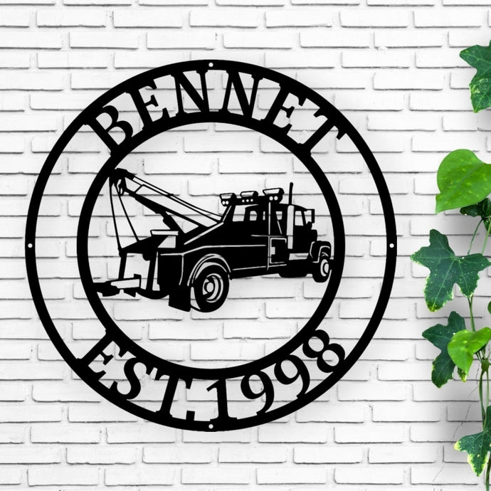 Personalized Tow Truck Sign | Custom Metal Tow Truck Decor | Unique Garage or Shop Wall Art | Gift for Tow Truck Drivers