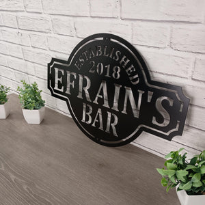 Vintage Metal Bar Sign - Established Wall Decor - Personalized Bar Sign - Lounge - Tap