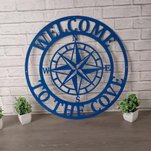Load image into Gallery viewer, Personalized Compass Rose Metal Sign - Nautical Address Wall Art - Coordinates Wall Decor - Housewarming -Free Shipping - Custom Coordinates
