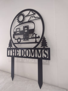 Happy Campers Yard sign, Camping Sign, Camper Decor, RV Decor, Family Name Sign