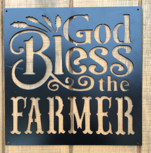 God bless the farmer, metal monogram, metal wall decor, metal quote, Housewarming Gift, Christmas gift