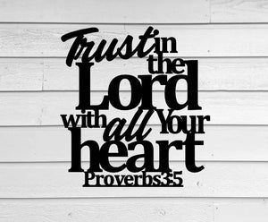 Trust in the lord with all your heart, wall decor sign| farmhouse wall decor | hanging, Proverbs 3:5 Sign, Christian Signs, Bible Verse Sign
