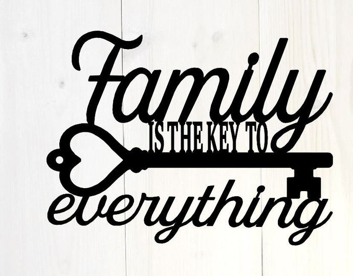 Family is the Key to everything, custom metal sign, metal monogram, house warming gift, Metal Word Wall Art, wall decor, steel family sign