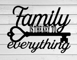Family is the Key to everything, custom metal sign, metal monogram, house warming gift, Metal Word Wall Art, wall decor, steel family sign