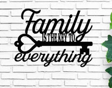 Load image into Gallery viewer, Family is the Key to everything, custom metal sign, metal monogram, house warming gift, Metal Word Wall Art, wall decor, steel family sign
