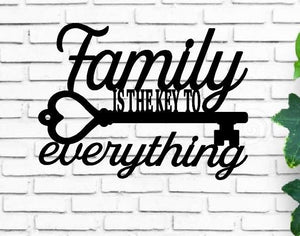Family is the Key to everything, custom metal sign, metal monogram, house warming gift, Metal Word Wall Art, wall decor, steel family sign