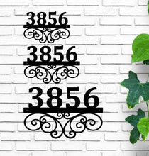 Load image into Gallery viewer, metal address sign, scroll address sign, metal letters wall plaque,

