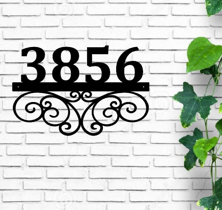metal address sign, scroll address sign, metal letters wall plaque,