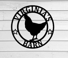 Load image into Gallery viewer, Last Name Chicken Door Hanger, Chicken Garden Flag, Chicken Sign, Chicken Decor, Farmhouse Chicken Wall Decor
