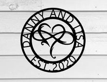 Load image into Gallery viewer, Personalized Infinity Heart Metal Sign | Infinity Sign | Custom Family Sign | Metal Infinity Symbol | Wedding Gifts
