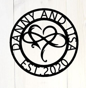 Personalized Infinity Heart Metal Sign | Infinity Sign | Custom Family Sign | Metal Infinity Symbol | Wedding Gifts
