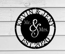 Load image into Gallery viewer, Personalized Mr. And Mrs. Date Metal Sign - Wedding Gift - Custom Metal Sign - Anniversary Gift
