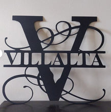 Load image into Gallery viewer, Personalized Family Name Metal Sign, Housewarming Gift, Metal Monogram Sign, Door Hanger, Last Name Sign, Metal Wall Art, Wedding Gift
