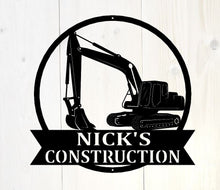 Load image into Gallery viewer, custom metal excavator sign -pipe liners - little boys room - construction decor - metal excavator - man cave decor - psl- metal sign
