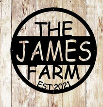 Load image into Gallery viewer, Custom Metal Sign - Hanging Farm Sign -  Personalized Family Name Sign - Wedding Gift - Homestead - Farmhouse Décor - Free Shipping
