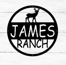 Load image into Gallery viewer, Custom Metal Sign - Hanging deer Sign -  Personalized Family Name Sign - Wedding Gift - Homestead - Farmhouse Décor - Free Shipping
