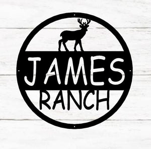 Custom Metal Sign - Hanging deer Sign -  Personalized Family Name Sign - Wedding Gift - Homestead - Farmhouse Décor - Free Shipping