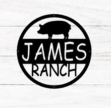 Load image into Gallery viewer, Custom Metal Sign - Hanging pig Sign -  Personalized Family Name Sign - Wedding Gift - Homestead - Farmhouse Décor - Free Shipping
