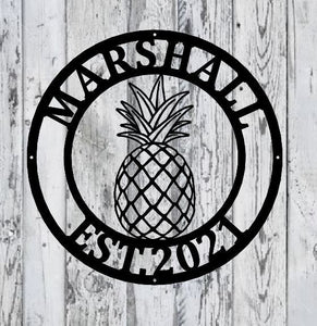 Personalized Pineapple Metal Sign - Housewarming Gift - Personalized Metal Sign - Custom Metal Sign - Pineapple metal sign, Personalized