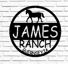 Load image into Gallery viewer, Custom Metal Name Sign - Personalized Horse Sign - Door Hanger - Outdoor Metal Sign - Horse Theme - Equine - Equestrian - Horse Gift
