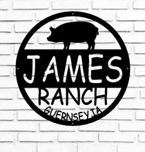 Load image into Gallery viewer, Custom Metal Sign - Hanging pig Sign -  Personalized Family Name Sign - Wedding Gift - Homestead - Farmhouse Décor - Free Shipping

