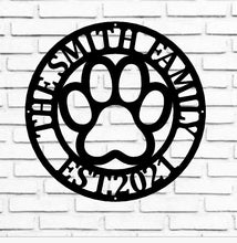 Load image into Gallery viewer, Metal Sign Front Door Monogram, Paw Print Custom Outdoor Metal Sign for House Decor Address Sign Family Sign for Front Door Dog Cat
