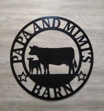 Load image into Gallery viewer, cow calf Metal Sign, Custom Cow/Calf, Farmer sign, Personalized, Established, Plasma cut steel sign, animals farm, metal art, farmhouse
