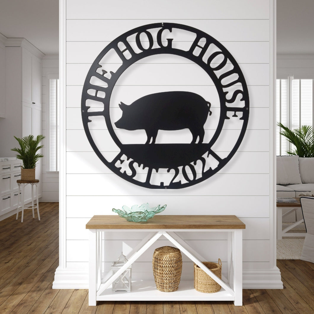 Pig Farm sign, Animals farm, Established, Silhouette farm, steel sign ,Steel Art, animal farm sign, metal art, farmhouse, hog wall art