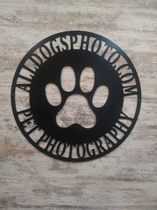 Metal Sign Front Door Monogram, Paw Print Custom Outdoor Metal Sign for House Decor Address Sign Family Sign for Front Door Dog Cat