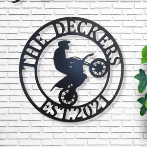 Dirt Bike Rider Name Sign, Motocross Racing Sign, Boys Bedroom Decor, Kids Dirt Bike Wall Art, Girls Dirt Bike Decor, metal wall art