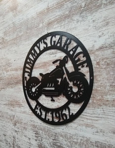 Motorcycle Metal Sign / Metal Garage Sign / Personalized Metal Art / Steel Metal Art / Fathers Day Gift / Motor Bike Metal Sign