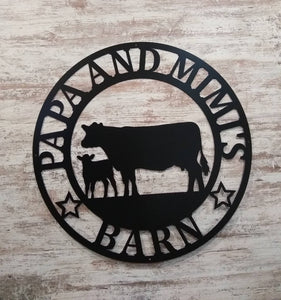 cow calf Metal Sign, Custom Cow/Calf, Farmer sign, Personalized, Established, Plasma cut steel sign, animals farm, metal art, farmhouse