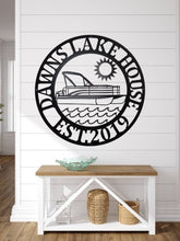 Load image into Gallery viewer, Personalized River House Sign, Boat House Sign, Lake House Signs, metal Signs, Personalized Sign, Lake House Decor, Boating Sign, pontoon
