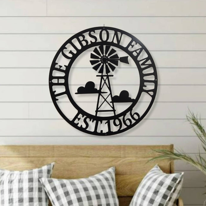 Personalized Windmill Wall Decor Personalized Windmill Sign Custom Windmill Decor Metal Family Name Sign Last Name Farmhouse Decor Farm Sign
