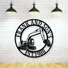 Load image into Gallery viewer, custom metal excavator sign -pipe liners - little boys room - construction decor - metal excavator - man cave decor - psl- metal sign
