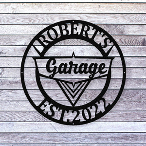 Vintage 1950's Garage Sign - Personalized Metal Wall Art - Dad Man Cave - Classic Car Decor - Car Shop Decor - Personalized Gifts - Wall Art