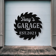 Load image into Gallery viewer, metal garage sign, personalized metal shop sign, tool shed sign, Custom Workshop Sign | Free Shipping | Metal Sign | Gifts | Man Cave
