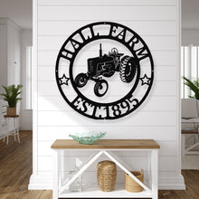 Load image into Gallery viewer, Tractor Family Name Sign | FREE SHIPPING | Personalized Metal Sign | Antique Tractor | Gifts, metal tractor sign, tractor wall art

