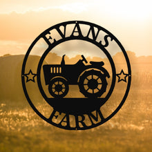 Load image into Gallery viewer, Personalized Farm Sign Metal Farmhouse Sign Metal Farmhouse Decor Custom Farm Sign Tractor Wall Decor Metal Family Name Sign Farmer Gift
