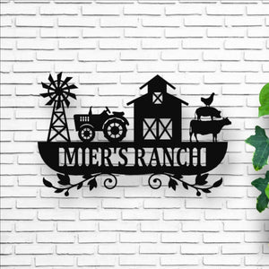 Personalized Farm Sign Metal Farmhouse Sign Metal Farmhouse Decor Custom Farm Sign Tractor Wall Decor Metal Family Name Sign Farmer Gift