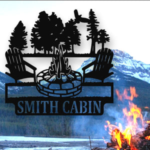 Personalized Campfire Family Name Sign / Metal Wall Decor / Monogram Name Camping Sign / Home Decor / Personalized Outdoor Decor