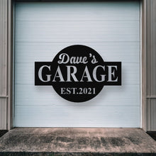 Load image into Gallery viewer, personalized metal shop sign, tool shed sign, Custom Workshop Sign, Personalized Metal Garage Sign / Garage Wall Décor, Metal Wall Décor
