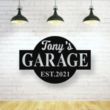 Load image into Gallery viewer, personalized metal shop sign, tool shed sign, Custom Workshop Sign, Personalized Metal Garage Sign / Garage Wall Décor, Metal Wall Décor
