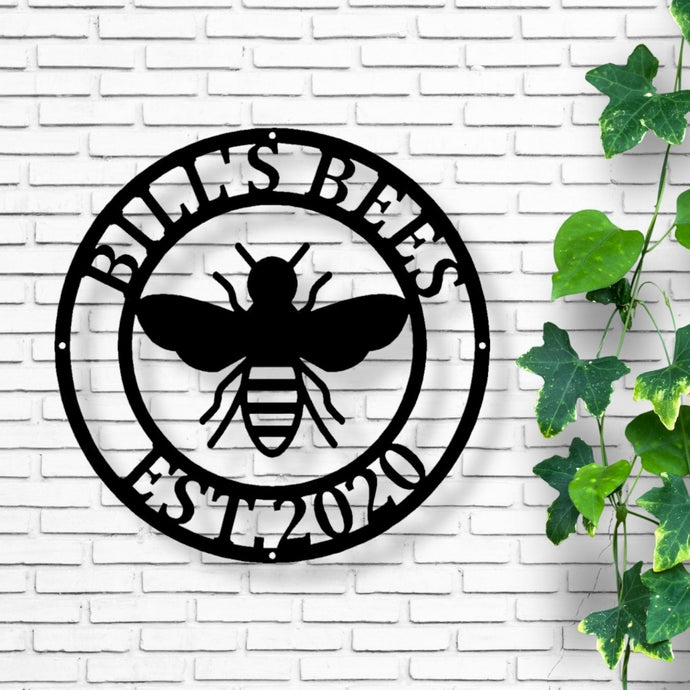 Honey Bee Family Name Established Sign | Custom Metal Sign