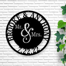 Load image into Gallery viewer, Personalized Mr. And Mrs. Date Metal Sign - Wedding Gift - Custom Metal Sign - Anniversary Gift - Metal Wall Art

