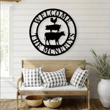 Load image into Gallery viewer, Personalized Farmhouse Sign - Farm Animal Sign -  Metal Farmhouse Decor - Chicken Pig Cow Farm Sign - Custom Barn Sign - animal farm sign
